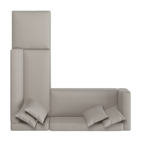 English Elm Marston Corduroy L-shape Sectional Sofa Deep Seating Six Seat Modern Living Room Gray B127S00001