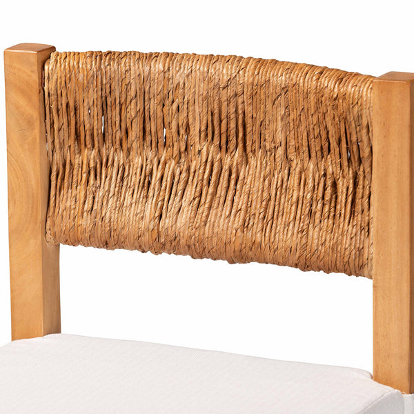 Baxton Studio Bali Pava Woven Seagrass Counter Stool – Solid Mahogany Frame, Removable Cushion, Coastal Boho Appeal MD-39882-Honey Wooden-Cushion-CS