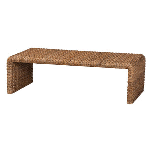 Baxton Studio Bali & Pari Alda Seagrass Handwoven Bohemian Coffee Table with Waterfall Acacia Frame Alda-Light Honey Rattan-Coffee Table