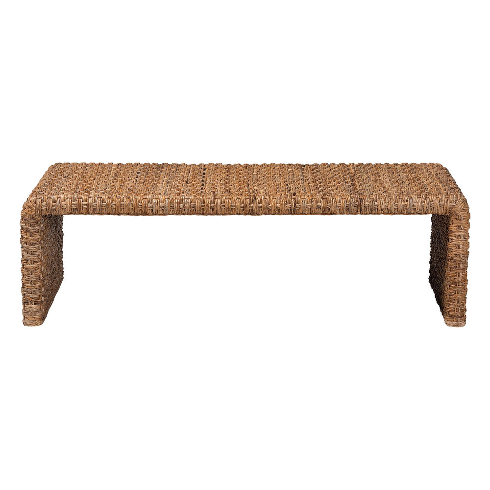 Baxton Studio Bali & Pari Alda Seagrass Handwoven Bohemian Coffee Table with Waterfall Acacia Frame Alda-Light Honey Rattan-Coffee Table
