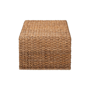 Baxton Studio Bali & Pari Alda Seagrass Handwoven Bohemian Coffee Table with Waterfall Acacia Frame Alda-Light Honey Rattan-Coffee Table