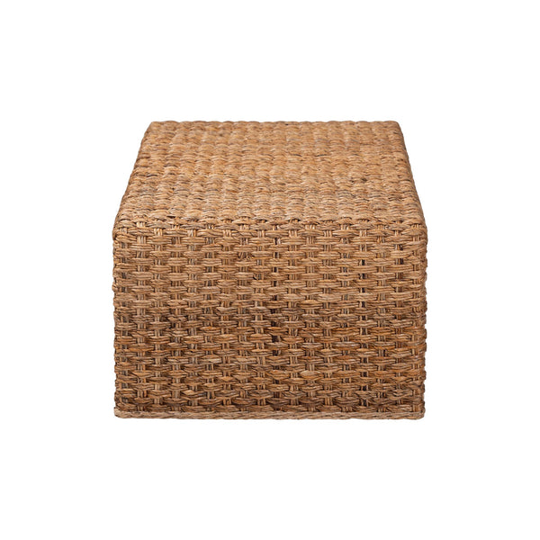 Baxton Studio Bali & Pari Alda Seagrass Handwoven Bohemian Coffee Table with Waterfall Acacia Frame Alda-Light Honey Rattan-Coffee Table
