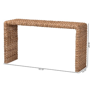 Baxton Studio Bali & Pari Alda Handwoven Seagrass Acacia Console Entryway Table Boho Artisan Alda-Light Honey Rattan-Console Table