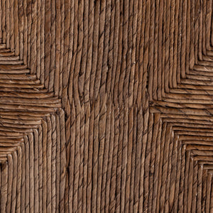 Baxton Studio Bali Alda Woven Seagrass Ottoman — Handwoven Mahogany Frame, Crisscross X-Base, Boho Coastal Accent Stool Alda-Light Honey Wooden-Stool