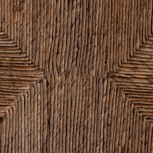 Baxton Studio Bali Alda Woven Seagrass Ottoman — Handwoven Mahogany Frame, Crisscross X-Base, Boho Coastal Accent Stool Alda-Light Honey Wooden-Stool