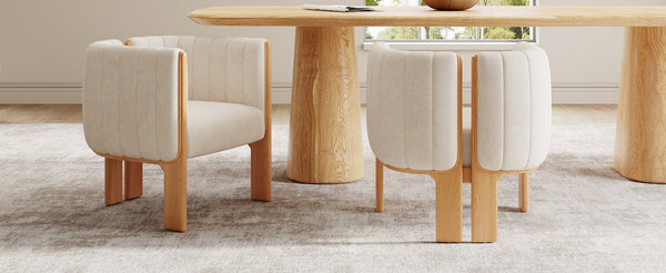 English Elm Christopher Knight Home® - Dining Chairs Set of 2 | Modern Bouclé Upholstered Seating with Rubberwood Frame, Durable 225lb Capacity Beige,Natural N779P341494B