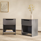 Simple Modern 1-Drawer Nightstand - Set of 2 Dark Grey DOMB4CDGC-2PK Walker Edison