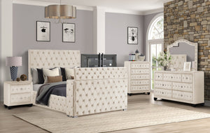 English Elm Encore Modern 5-Piece King Bedroom Set With Tufted Upholstered Headboard & Spacious Storage Solutions B009S01714
