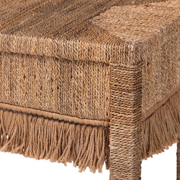 Baxton Studio Bali & Pari Fiona Seagrass Acacia Console Table Handwoven Boho Entryway Accent Fiona-Light Brown Wooden-Console Table