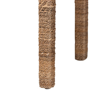 Baxton Studio Bali & Pari Fiona Seagrass Acacia Console Table Handwoven Boho Entryway Accent Fiona-Light Brown Wooden-Console Table