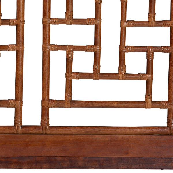 Baxton Studio Bali Handcrafted Natural Rattan Headboard With Chinoiserie Openwork - Coastal Boho King Accent Marbled Tortoise Brown/Mahogany Brown WS188-Tortoise/Rattan-King-HB