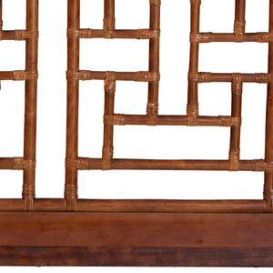 Baxton Studio Bali Jamuna Rattan Headboard For Queen Bed — Handcrafted Chinoiserie Openwork Coastal Boho Backdrop Marbled Tortoise Brown/Mahogany Brown WS188-Tortoise/Rattan-Queen-HB
