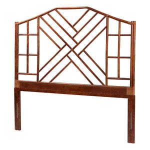 Baxton Studio Bali Kachiri Rattan Headboard King — Handcrafted Coastal Boho Chinoiserie Openwork Accent Panel Marbled Tortoise Brown/Mahogany Brown WS189-Tortoise/Rattan-King-HB
