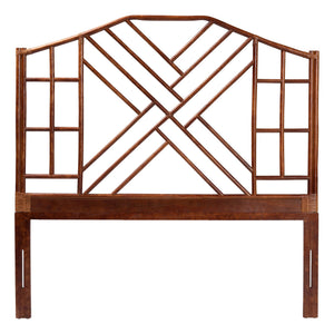 Baxton Studio Bali Kachiri Rattan Headboard King — Handcrafted Coastal Boho Chinoiserie Openwork Accent Panel Marbled Tortoise Brown/Mahogany Brown WS189-Tortoise/Rattan-King-HB