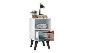Manhattan Comfort Amsterdam Mid-Century Modern Nightstand Multi Color Red and Blue 146AMC183
