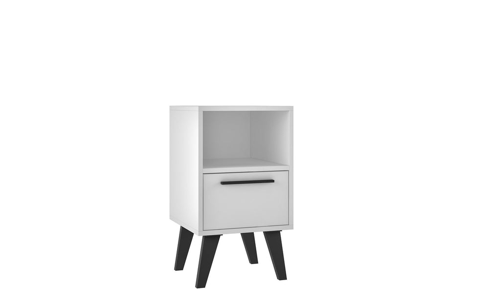 Manhattan Comfort Amsterdam Mid-Century Modern Nightstand White 146AMC205