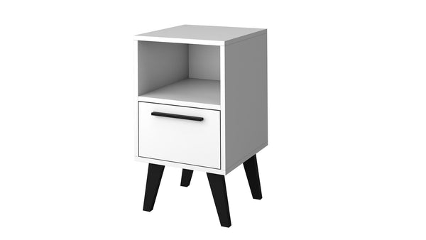 Manhattan Comfort Amsterdam Mid-Century Modern Nightstand White 146AMC205