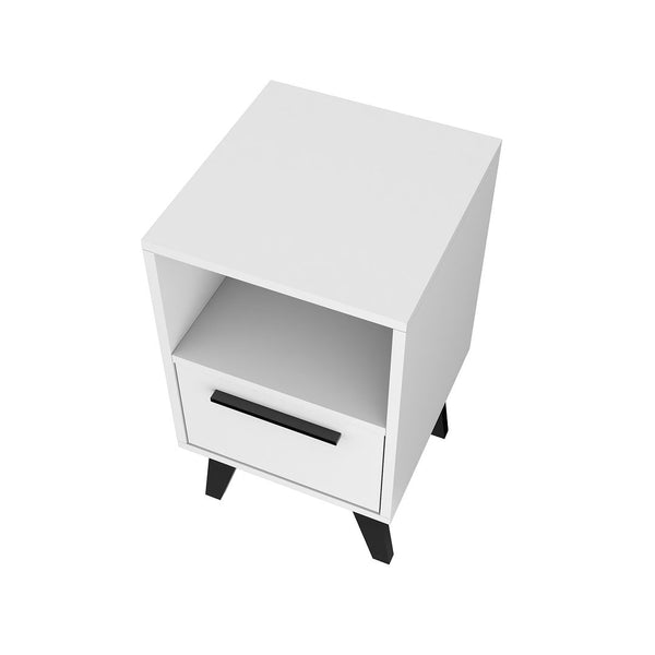 Manhattan Comfort Amsterdam Mid-Century Modern Nightstand White 146AMC205