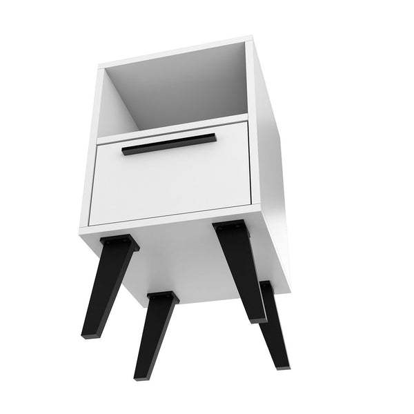 Manhattan Comfort Amsterdam Mid-Century Modern Nightstand White 146AMC205
