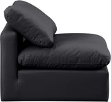 Indulge Black Vegan Leather Armless Chair 146Black-Armless Meridian Furniture