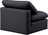 Indulge Black Vegan Leather Armless Chair 146Black-Armless Meridian Furniture