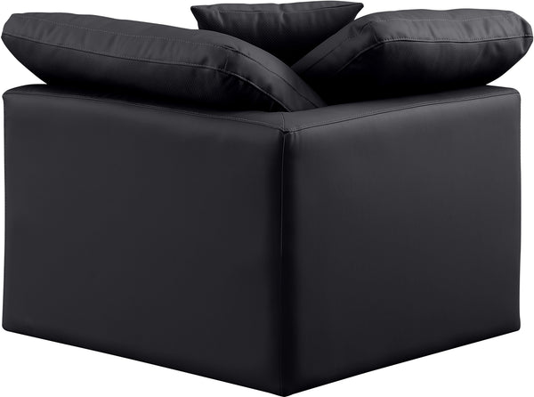 Indulge Black Vegan Leather Corner Chair 146Black-Corner Meridian Furniture