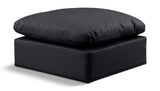 Indulge Black Vegan Leather Ottoman 146Black-Ott Meridian Furniture