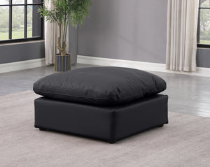 Indulge Black Vegan Leather Ottoman 146Black-Ott Meridian Furniture
