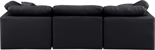 Indulge Black Vegan Leather Modular Sofa 146Black-S105 Meridian Furniture