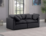 Indulge Black Vegan Leather Modular Sofa 146Black-S70 Meridian Furniture