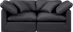 Indulge Black Vegan Leather Modular Sofa 146Black-S70 Meridian Furniture