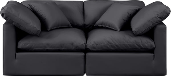 Indulge Black Vegan Leather Modular Sofa 146Black-S70 Meridian Furniture