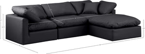 Indulge Black Vegan Leather Modular Sectional 146Black-Sec4A Meridian Furniture