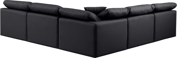 Indulge Black Vegan Leather Modular Sectional 146Black-Sec5B Meridian Furniture