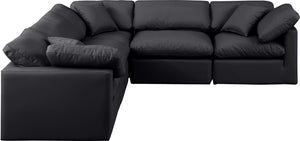 Indulge Black Vegan Leather Modular Sectional 146Black-Sec5C Meridian Furniture