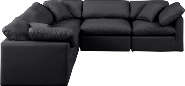 Indulge Black Vegan Leather Modular Sectional 146Black-Sec5C Meridian Furniture
