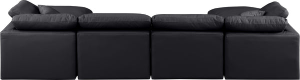 Indulge Black Vegan Leather Modular Sectional 146Black-Sec6B Meridian Furniture