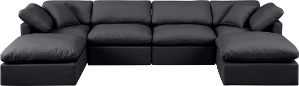 Indulge Black Vegan Leather Modular Sectional 146Black-Sec6B Meridian Furniture