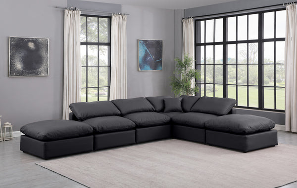 Indulge Black Vegan Leather Modular Sectional 146Black-Sec6E Meridian Furniture