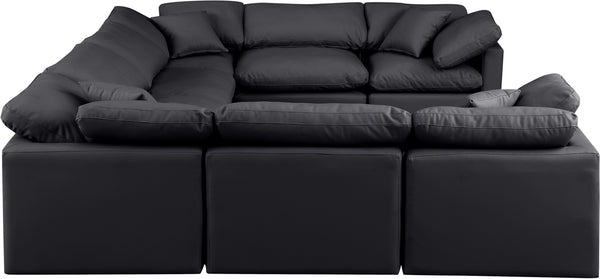 Indulge Black Vegan Leather Modular Sectional 146Black-Sec8A Meridian Furniture