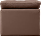 Indulge Brown Vegan Leather Armless Chair 146Brown-Armless Meridian Furniture