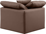 Indulge Brown Vegan Leather Corner Chair 146Brown-Corner Meridian Furniture