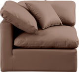 Indulge Brown Vegan Leather Corner Chair 146Brown-Corner Meridian Furniture