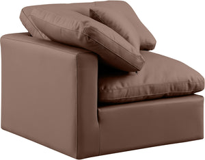 Indulge Brown Vegan Leather Corner Chair 146Brown-Corner Meridian Furniture