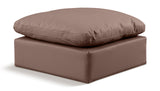 Indulge Brown Vegan Leather Ottoman 146Brown-Ott Meridian Furniture