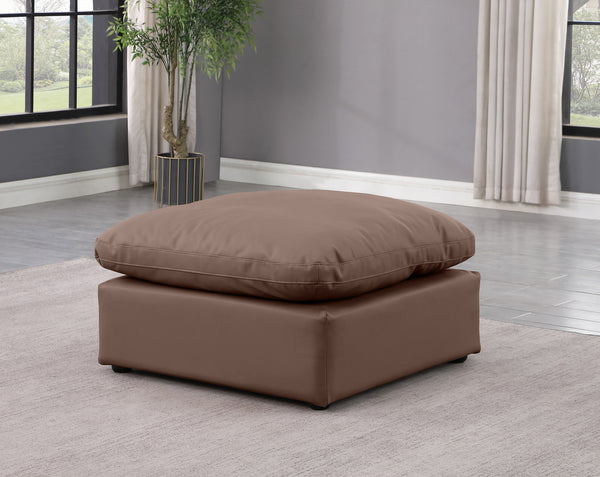 Indulge Brown Vegan Leather Ottoman 146Brown-Ott Meridian Furniture