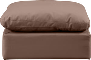 Indulge Brown Vegan Leather Ottoman 146Brown-Ott Meridian Furniture