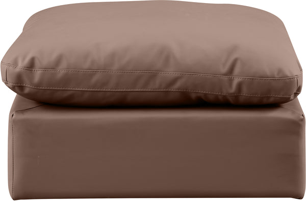 Indulge Brown Vegan Leather Ottoman 146Brown-Ott Meridian Furniture