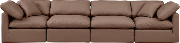 Indulge Brown Vegan Leather Modular Sofa 146Brown-S140 Meridian Furniture