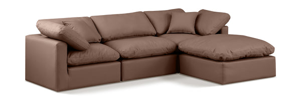 Indulge Brown Vegan Leather Modular Sectional 146Brown-Sec4A Meridian Furniture